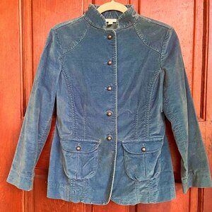 Velvet banded collar blazer. peacock color.